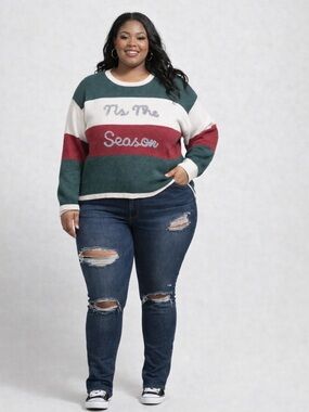 Adrienne Vittadini Christmas Sweater XL Tis The Season Holiday Knit NWT